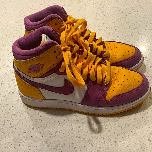 yellow & purple jordans
